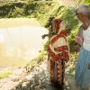 Shajeda points to where her sons drowned.